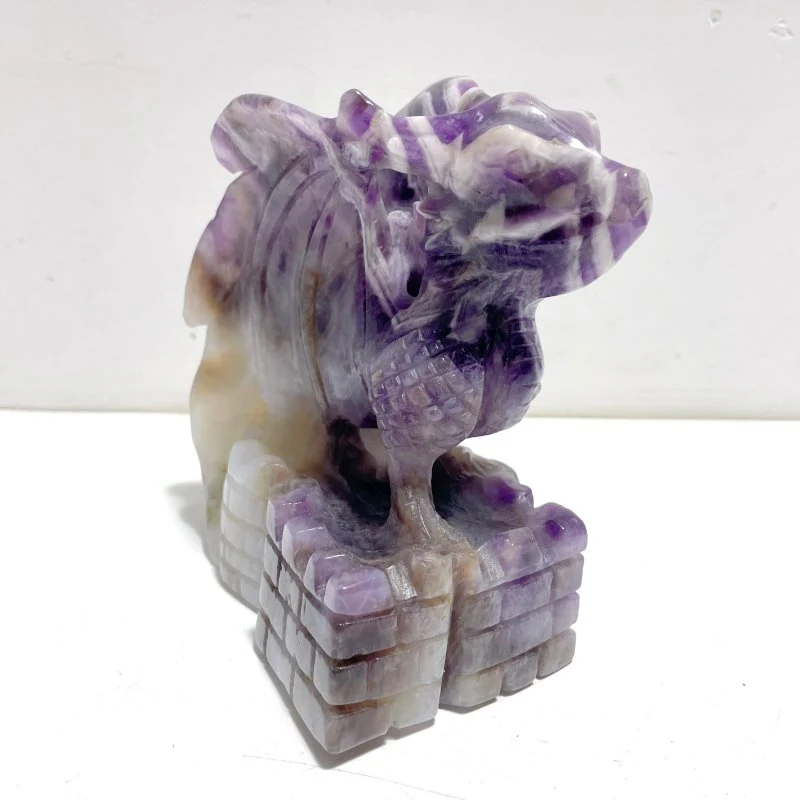 Unique Chevron Amethyst Dragon Castle Carving - Image 2