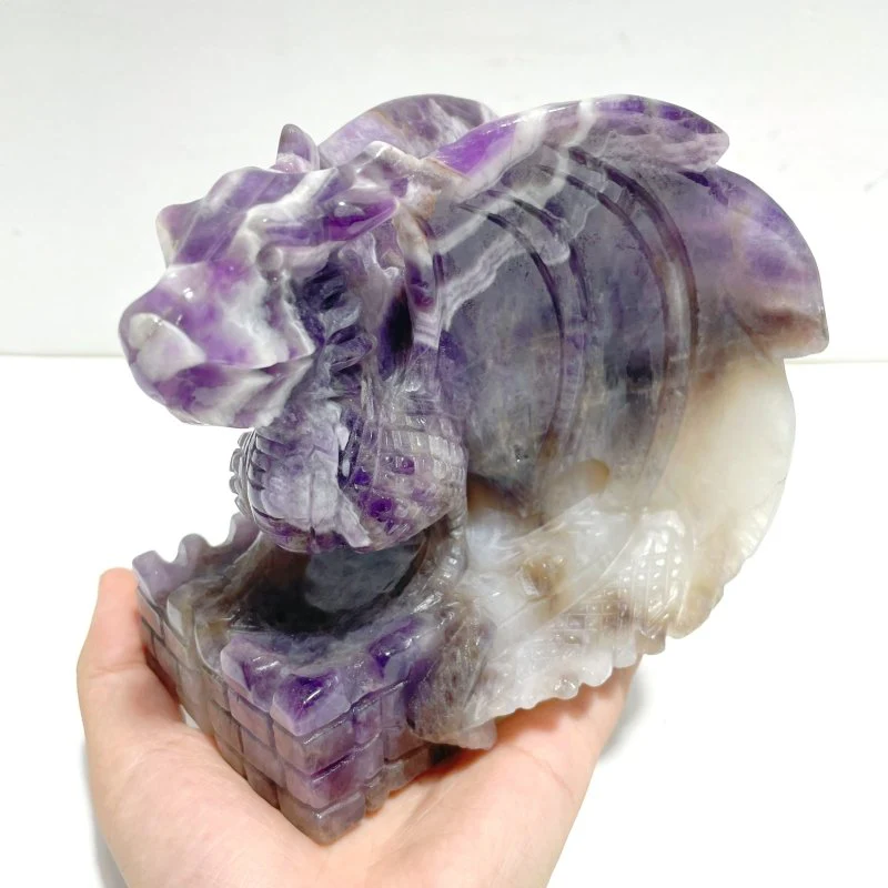 Unique Chevron Amethyst Dragon Castle Carving - Image 4