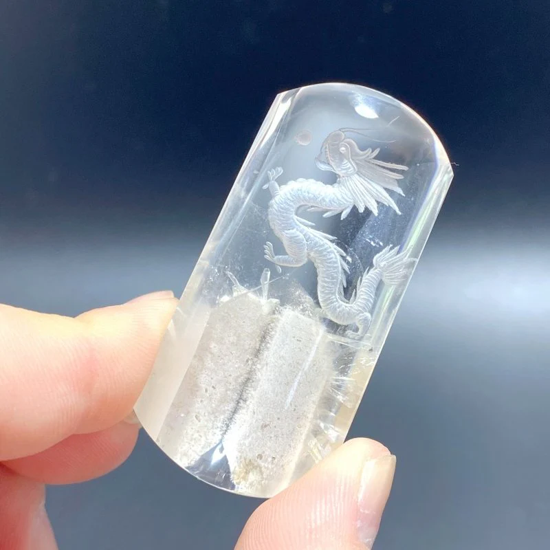 2 Pieces High Quality Chinese Dragon Garden Quartz Inner Scene Carving - Image 2