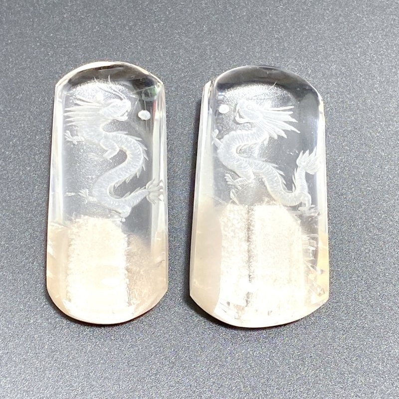 2 Pieces High Quality Chinese Dragon Garden Quartz Inner Scene Carving - Image 4