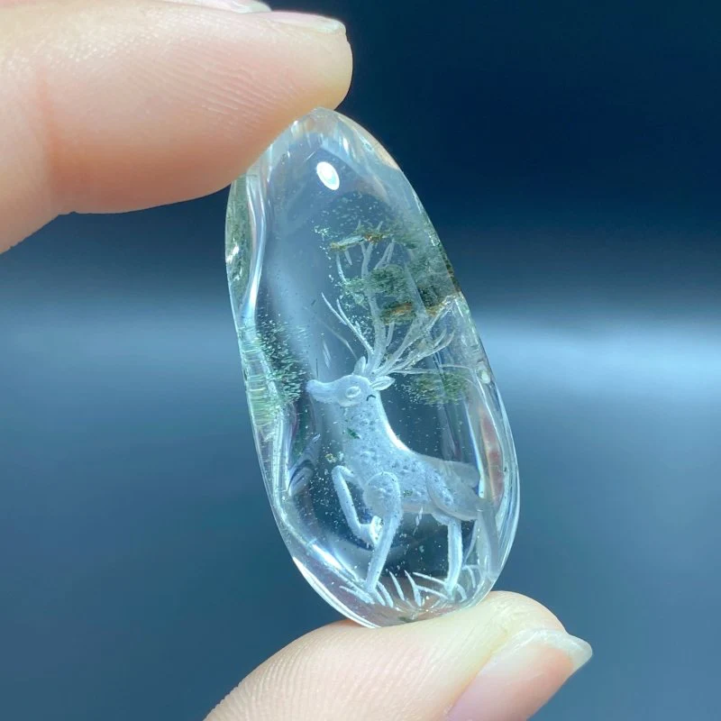 2 Pieces Deer Garden Quartz Inner Scene Carving - Image 2