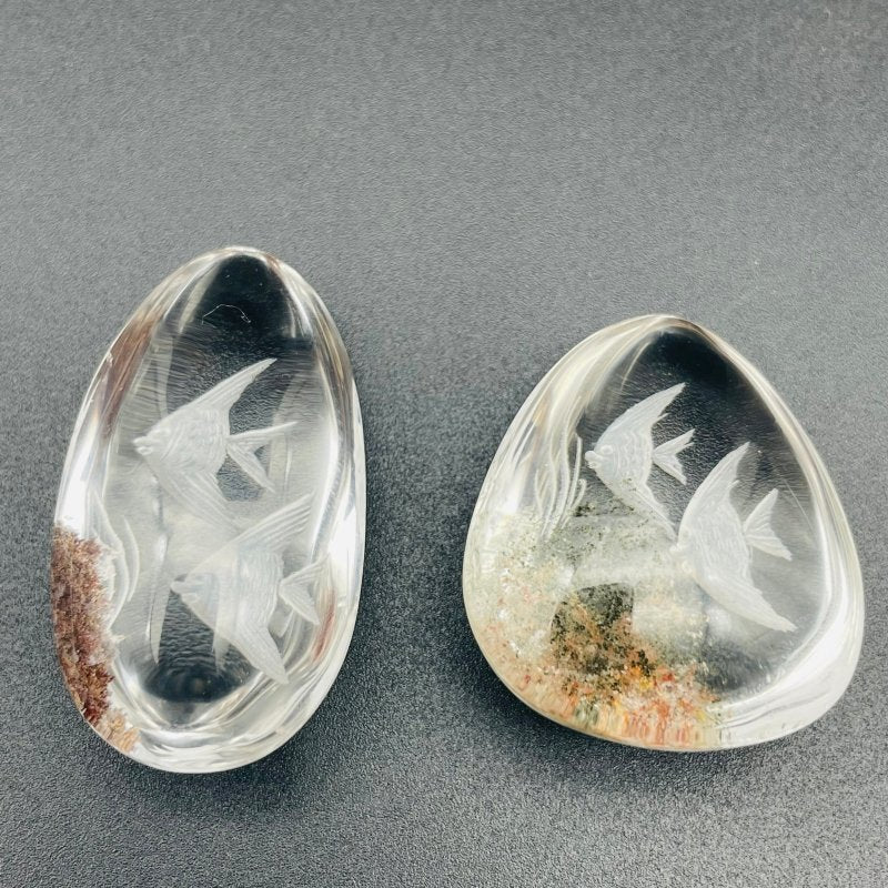 2 Pieces Fish Garden Quartz Inner Scene Carving - Image 3