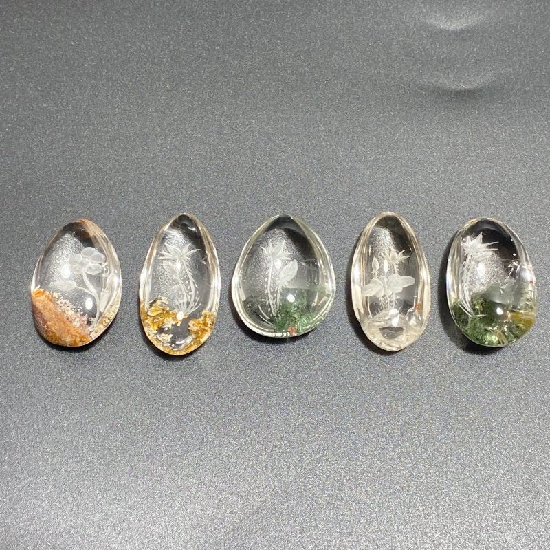 5 Pieces Flower Garden Quartz Inner Scene Carving