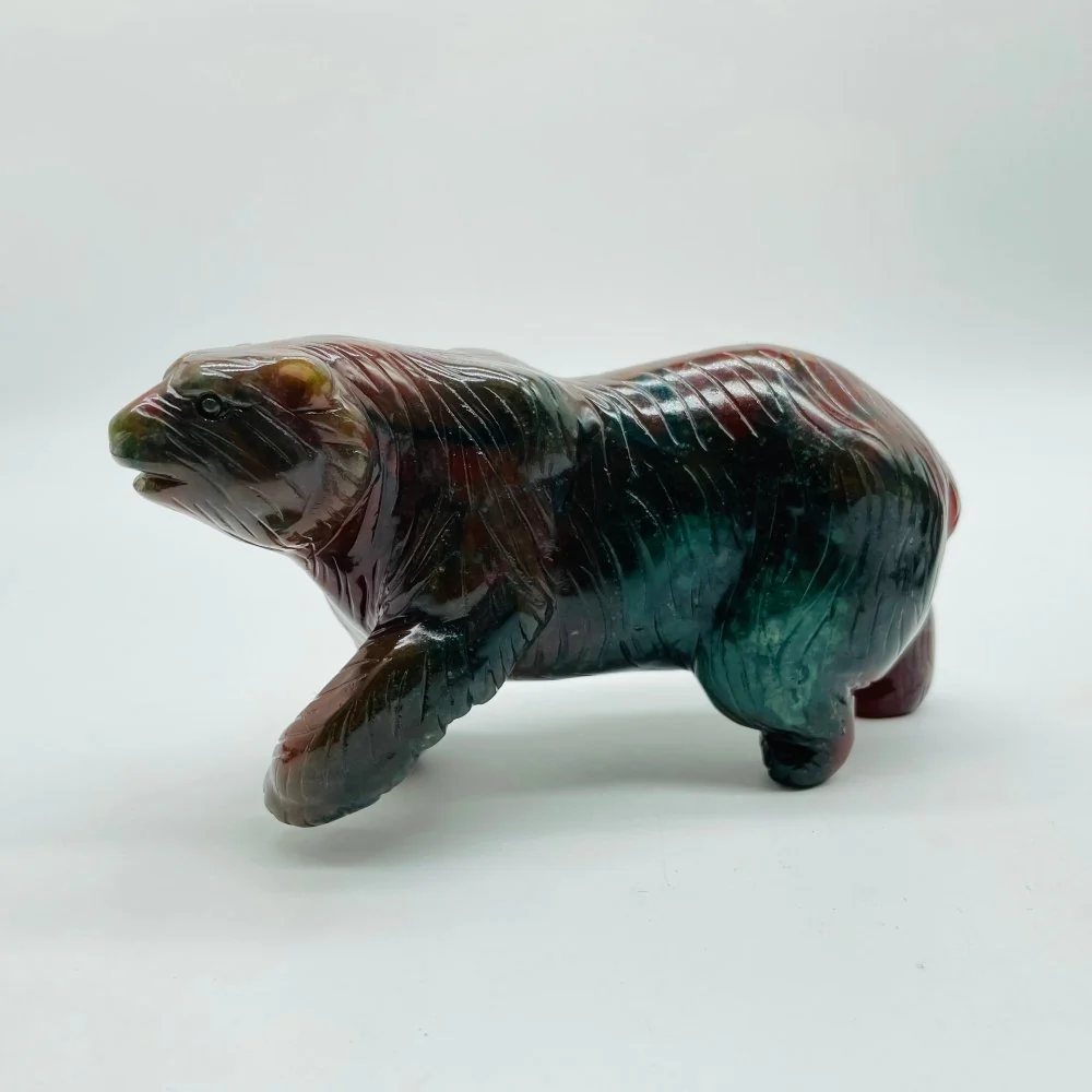 2 Pieces High Quality Ocean Jasper Polar Bear Carving - Image 3