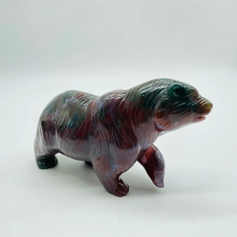 2 Pieces High Quality Ocean Jasper Polar Bear Carving - Image 4