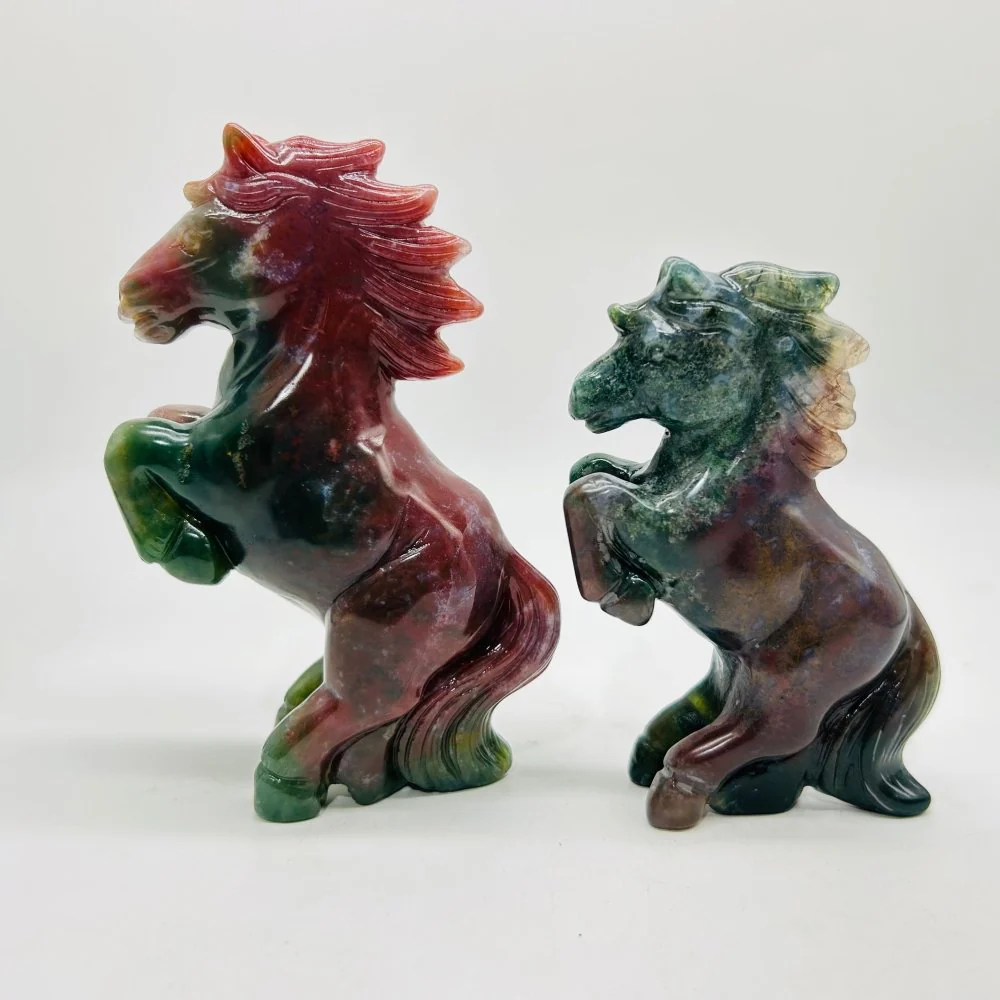 High Quality Ocean Jasper Stand Horse Carving