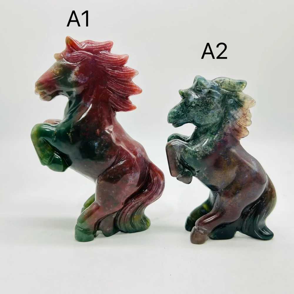 High Quality Ocean Jasper Stand Horse Carving - Image 2