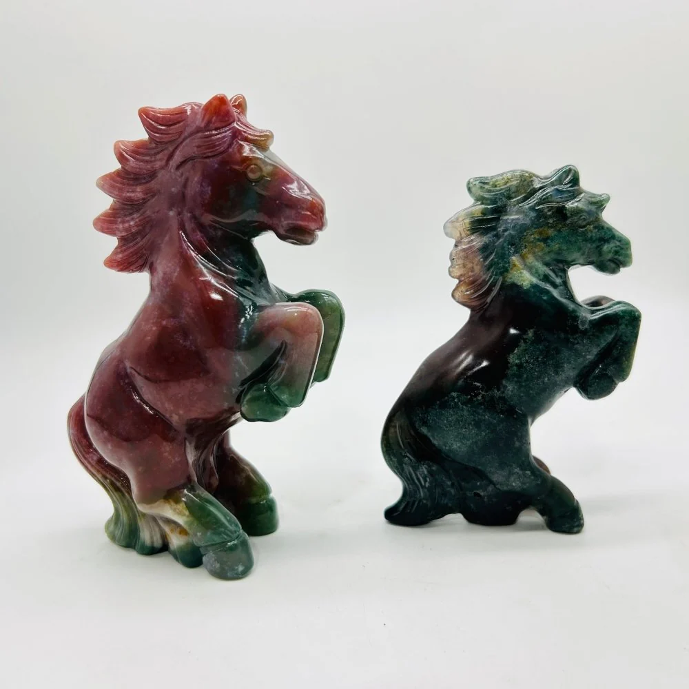 High Quality Ocean Jasper Stand Horse Carving - Image 3