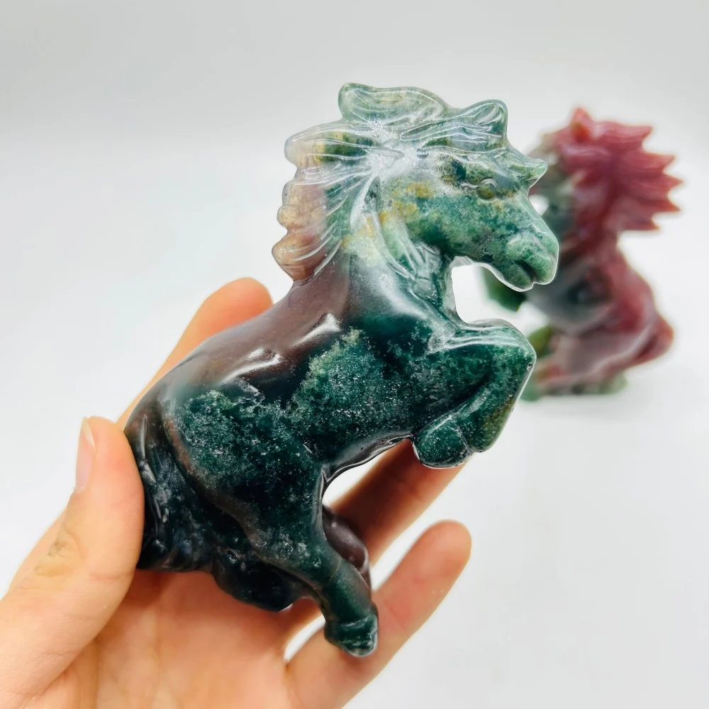 High Quality Ocean Jasper Stand Horse Carving - Image 5