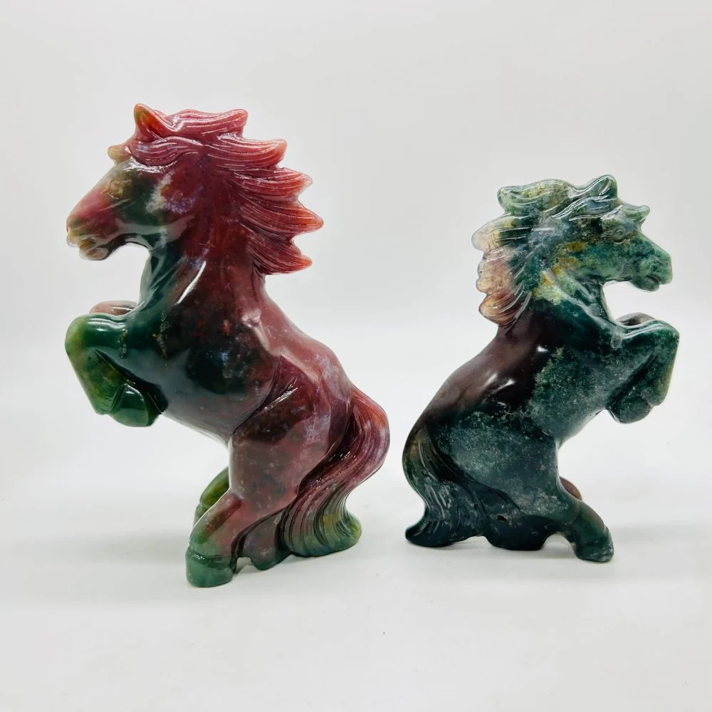 High Quality Ocean Jasper Stand Horse Carving - Image 6
