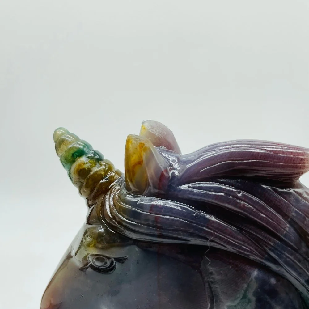 2 Pieces High Quality Ocean Jasper Unicorn Carving - Image 4