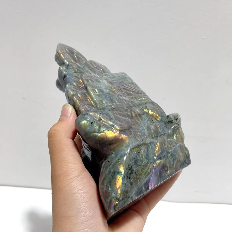 2 Pieces Labradorite Flying Dragon Castle Carving - Image 3