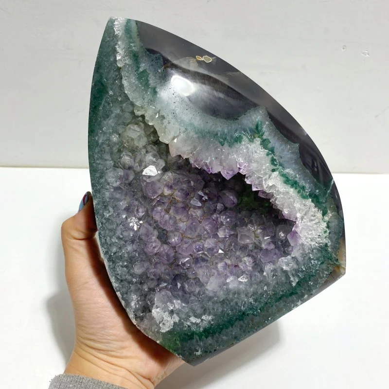 2 Pieces Large Geode Amethyst Mixed Agate Arrow Head Shape&Heart - Image 4