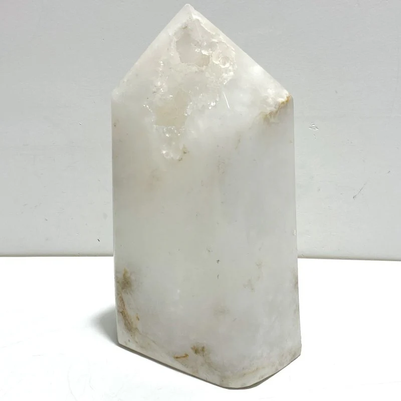 2 Pieces Large Geode Druzy White Moss Agate Four-sided Points - Image 3