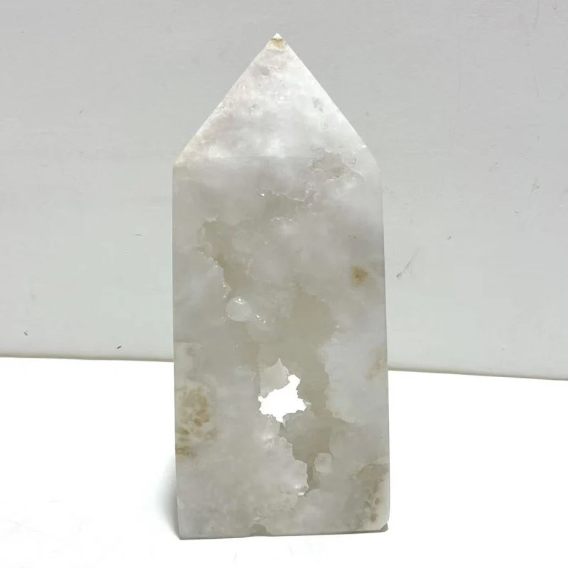 2 Pieces Large Geode Druzy White Moss Agate Four-sided Points - Image 6
