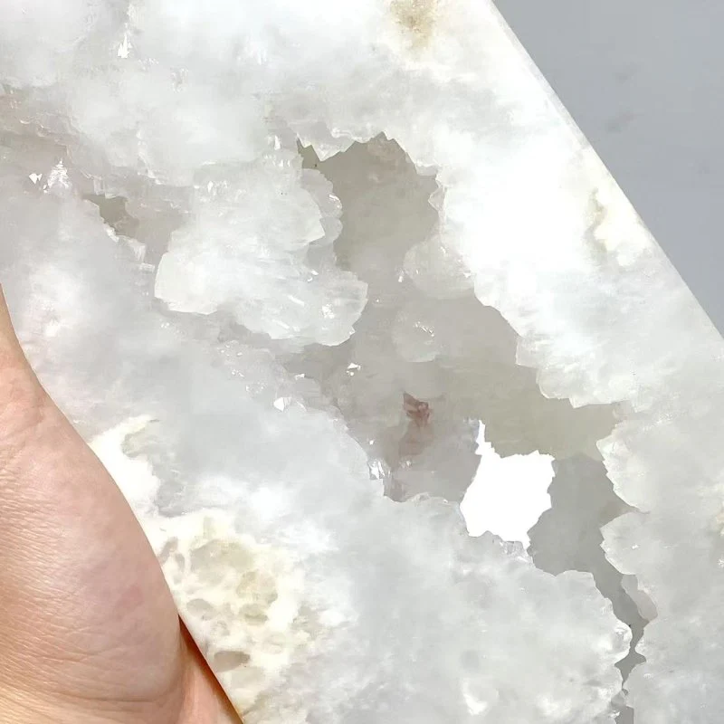2 Pieces Large Geode Druzy White Moss Agate Four-sided Points - Image 7