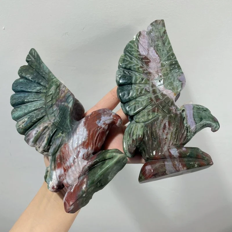 2 Pieces Ocean Jasper Eagle Carving - Image 2