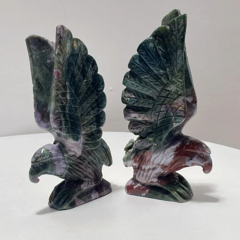 2 Pieces Ocean Jasper Eagle Carving - Image 3