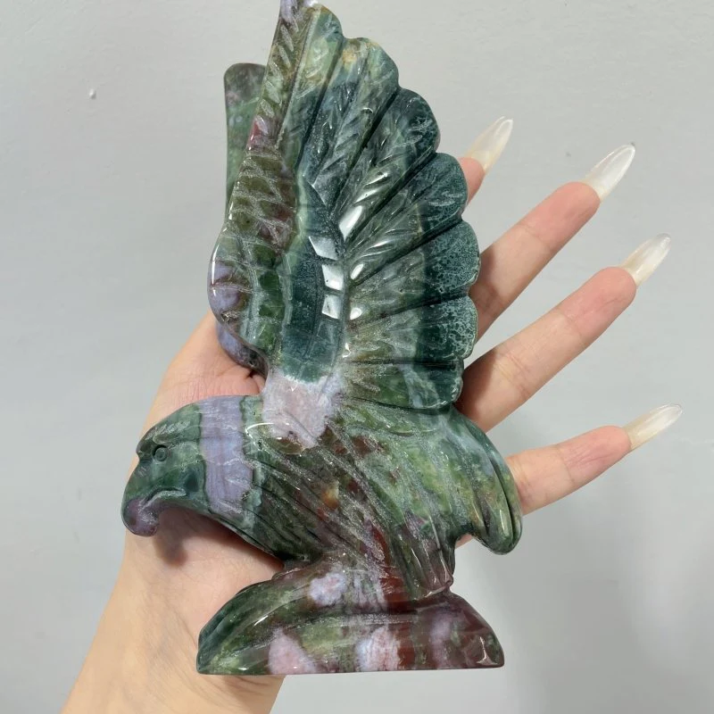 2 Pieces Ocean Jasper Eagle Carving - Image 4