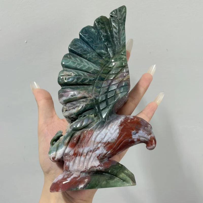 2 Pieces Ocean Jasper Eagle Carving - Image 5