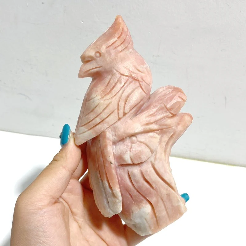 2 Pieces Pink Opal Birds Carving - Image 3