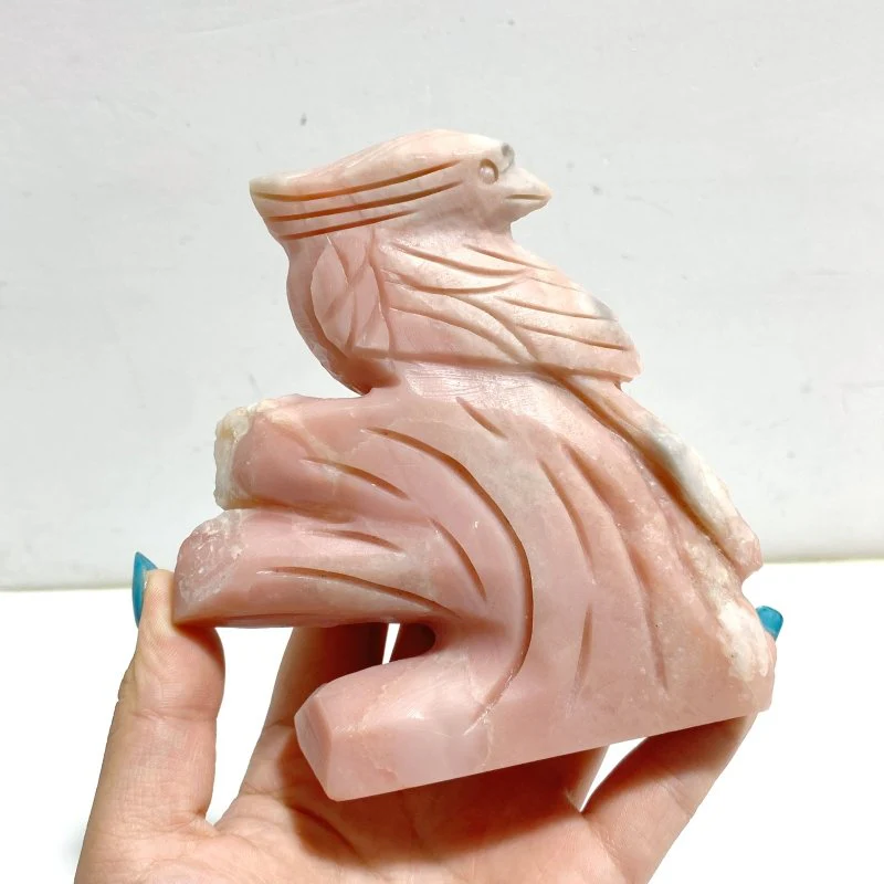 2 Pieces Pink Opal Birds Carving - Image 4