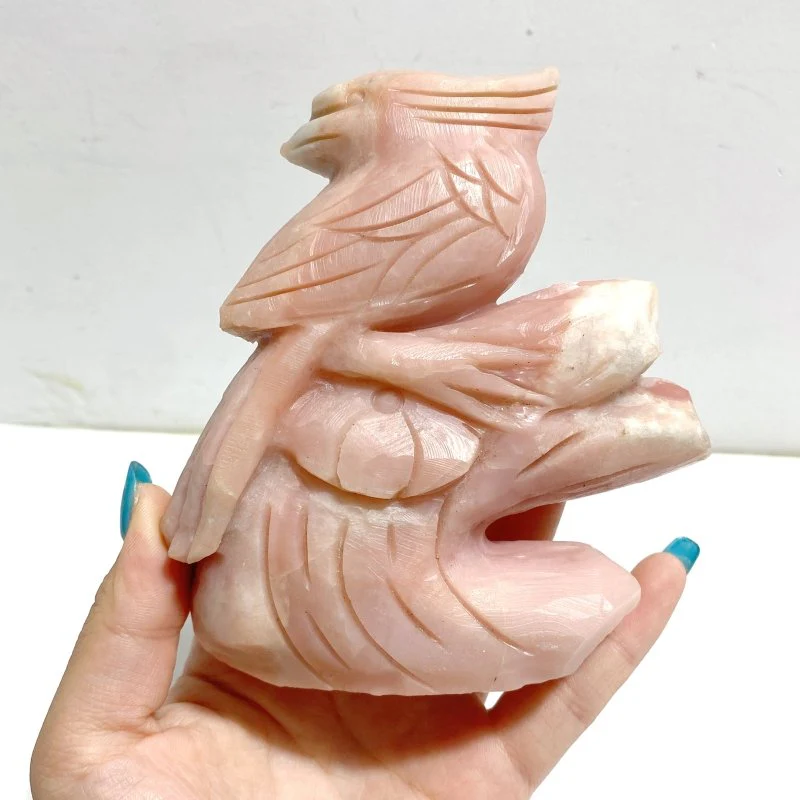 2 Pieces Pink Opal Birds Carving - Image 5