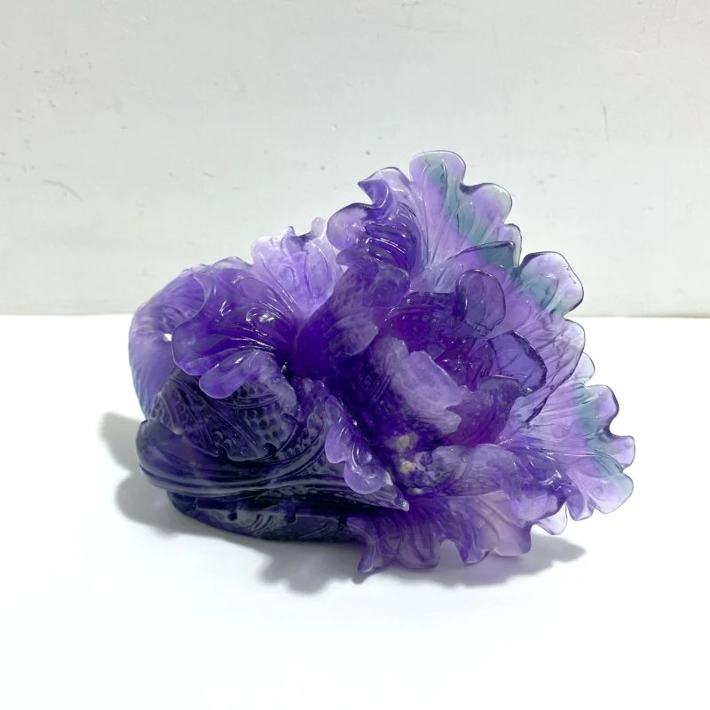 2 Pieces Purple Fluorite Chinese Cabbage Carving #4 - Image 2