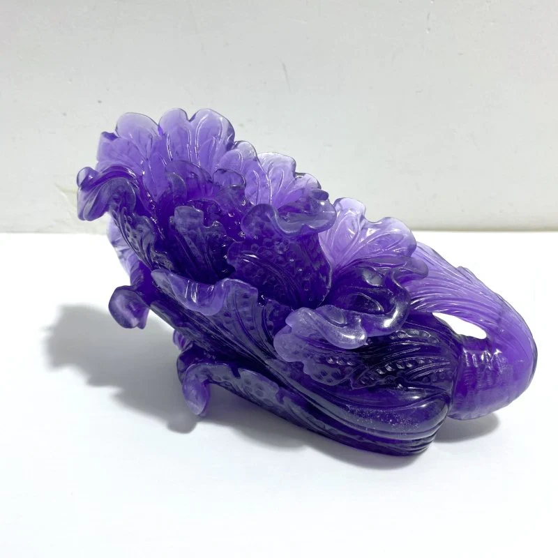 2 Pieces Purple Fluorite Chinese Cabbage Carving #4 - Image 3