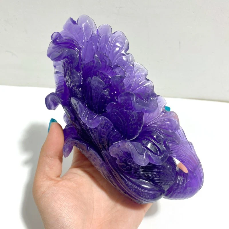 2 Pieces Purple Fluorite Chinese Cabbage Carving #4 - Image 5