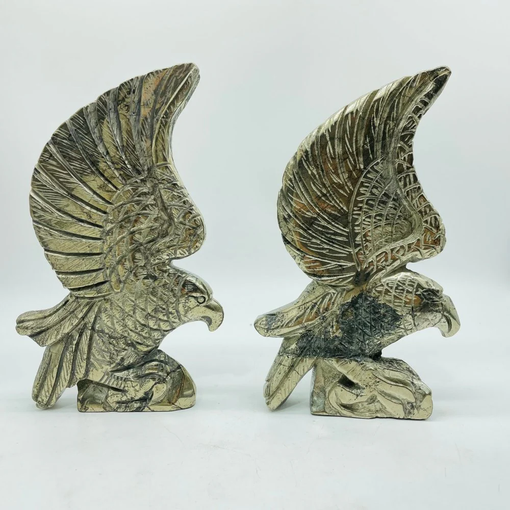 2 Pieces Pyrite Eagle Carving - Image 3