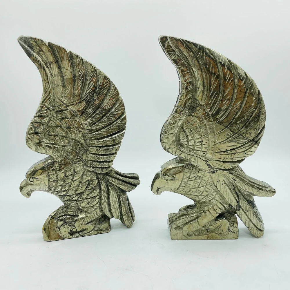 2 Pieces Pyrite Eagle Carving - Image 4