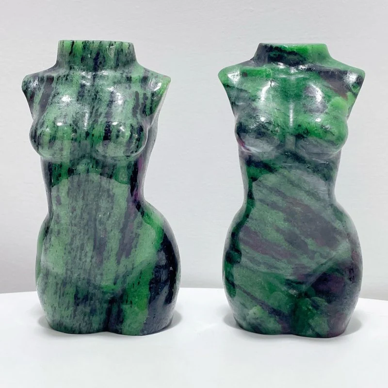 2 Pieces Ruby Zoisite Goddess Carving