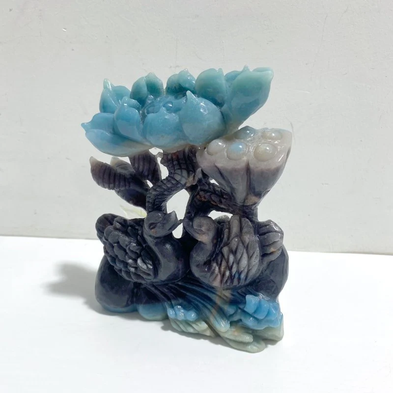 2 Pieces Trolleite Flower & Mandarin Duck Carving - Image 3