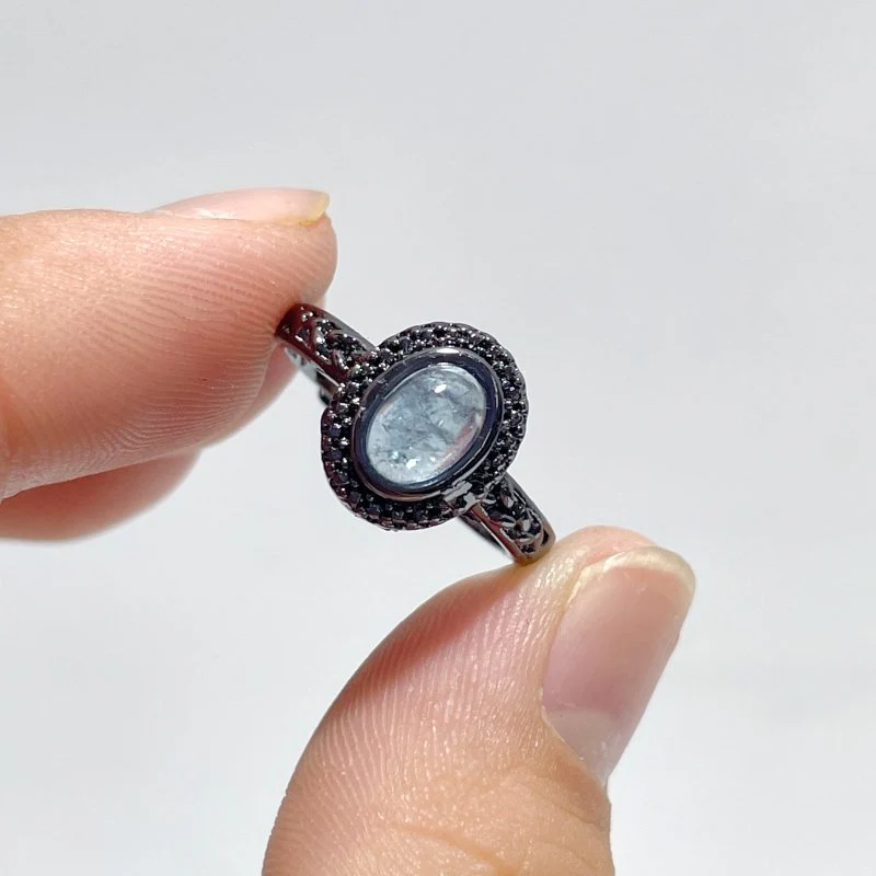 2 Styles Aquamarine Black Rings Wholesale - Image 4