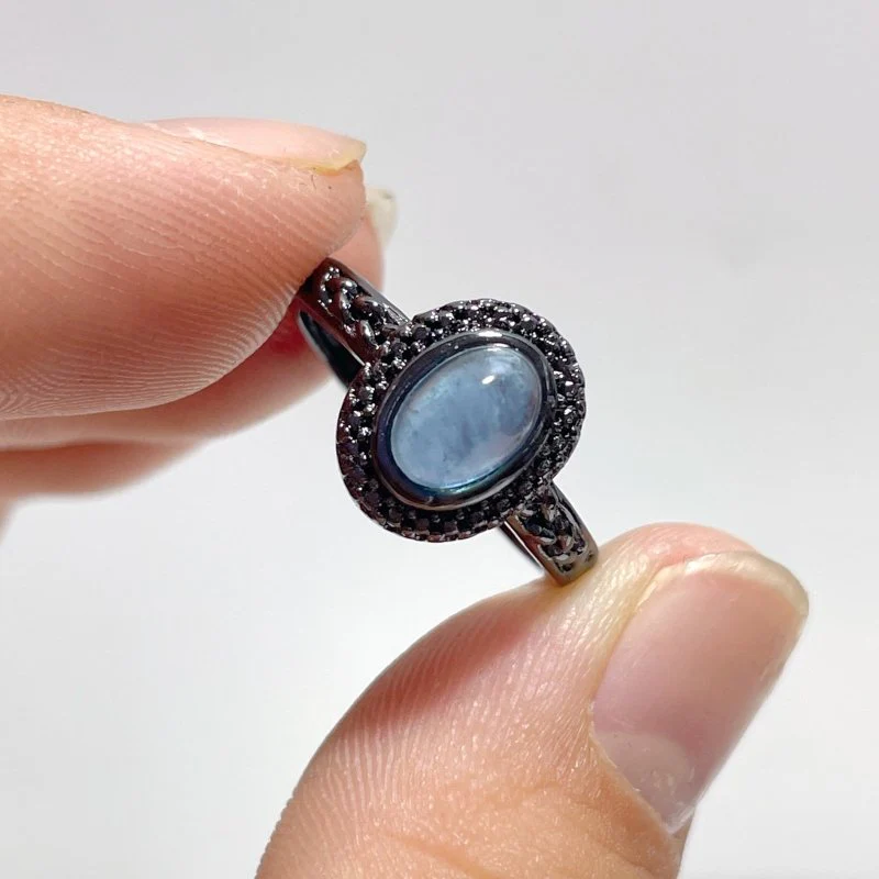 2 Styles Aquamarine Black Rings Wholesale - Image 6
