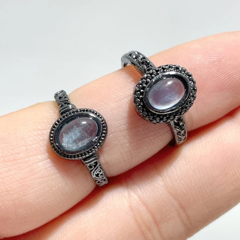 2 Styles Aquamarine Black Rings Wholesale - Image 7