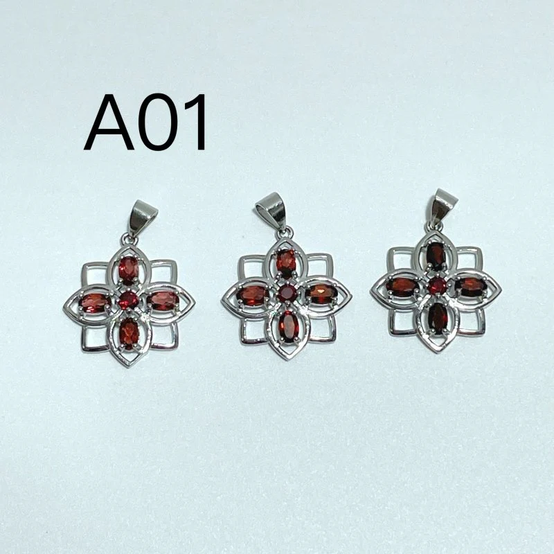 2 Styles Garnet Flower Pendant Wholesale - Image 2