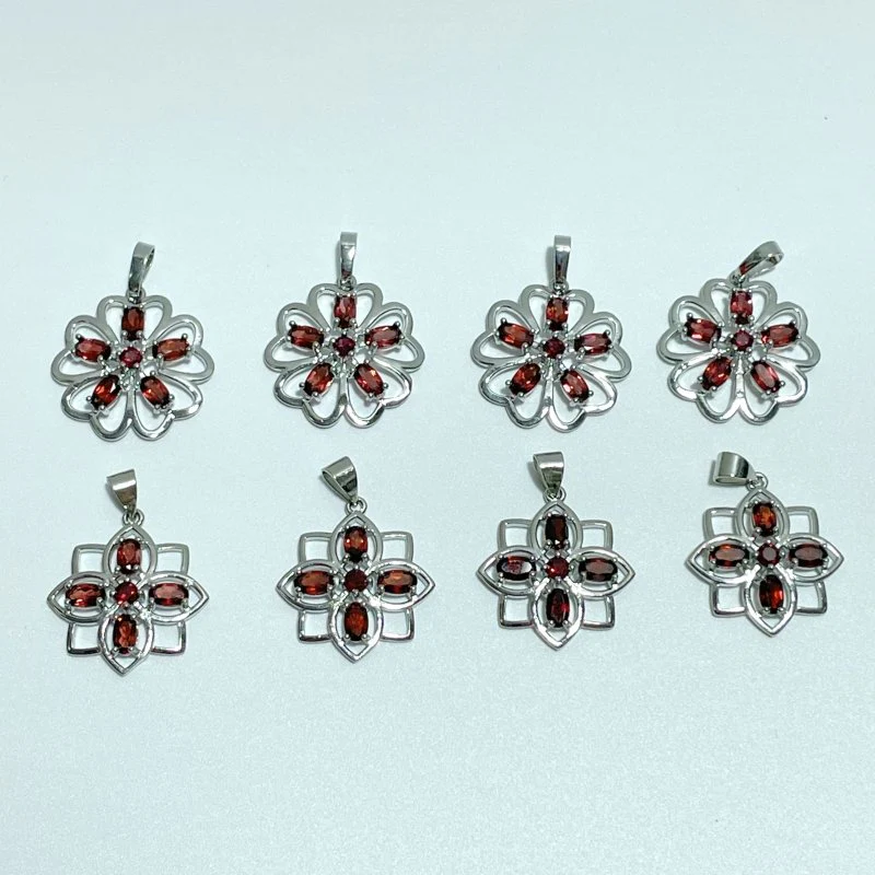 2 Styles Garnet Flower Pendant Wholesale - Image 4
