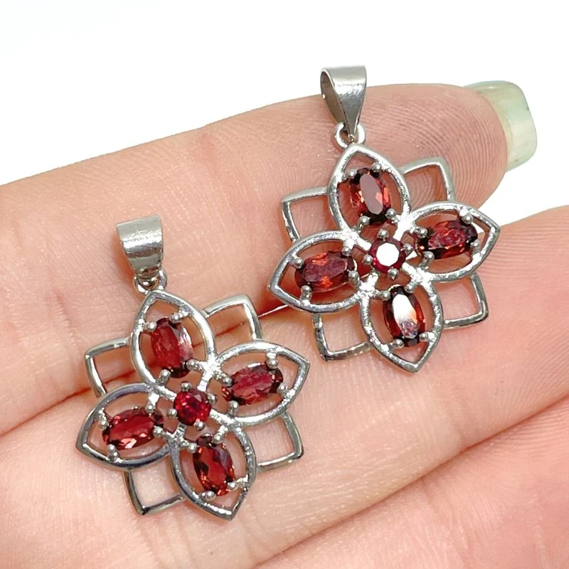 2 Styles Garnet Flower Pendant Wholesale - Image 6