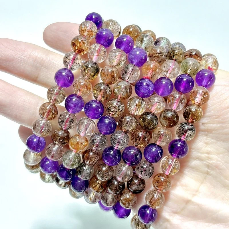 High Quality Rutile Mixed Amethyst Mixed Black Mica Bracelet Wholesale - Image 2