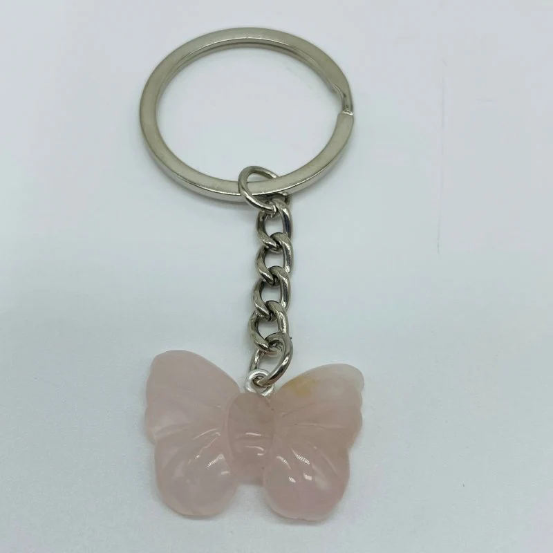2 Types Butterfly Carving Keychain Wholesale Chevron Amethyst Rose Quartz - Image 2