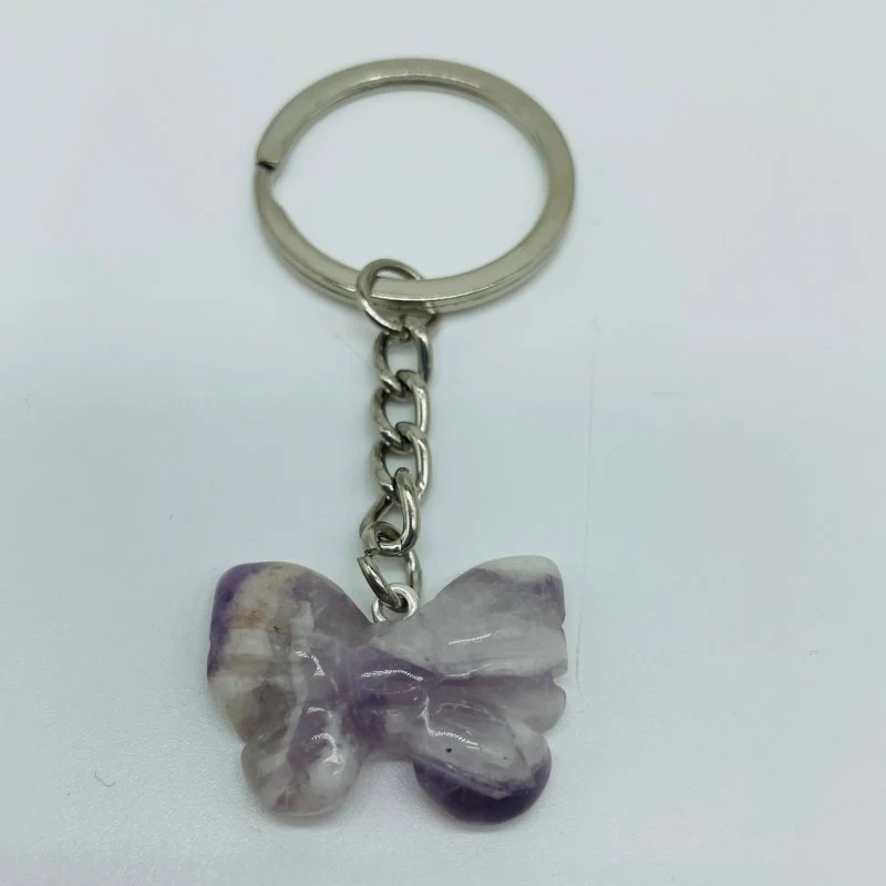2 Types Butterfly Carving Keychain Wholesale Chevron Amethyst Rose Quartz - Image 3
