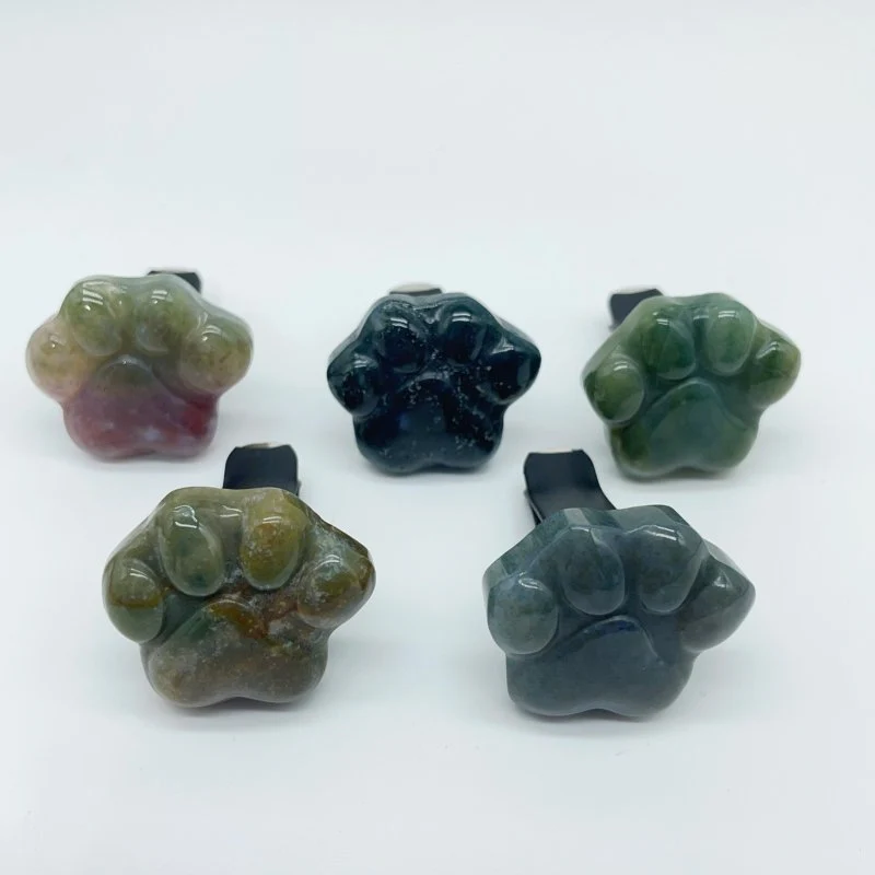 2 Types Cat Paws Moss Agate Red Jasper Crystal Car Air Vent Clips Wholesale - Image 3