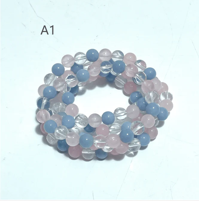 2 Types Clear Quartz Rose Quartz Mixed Angelite Green Aventurine Bracelet Wholesale - Image 4