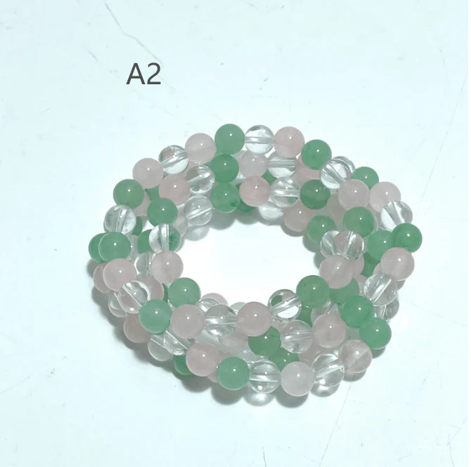 2 Types Clear Quartz Rose Quartz Mixed Angelite Green Aventurine Bracelet Wholesale - Image 5