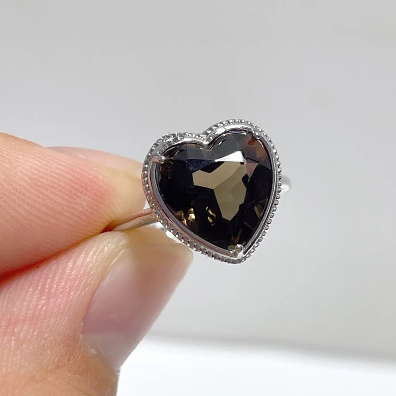 2 Types Cut Faceted Smoky Quartz Rings Heart Shape Wholesale - Image 4