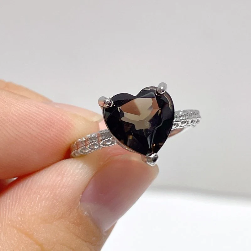 2 Types Cut Faceted Smoky Quartz Rings Heart Shape Wholesale - Image 6
