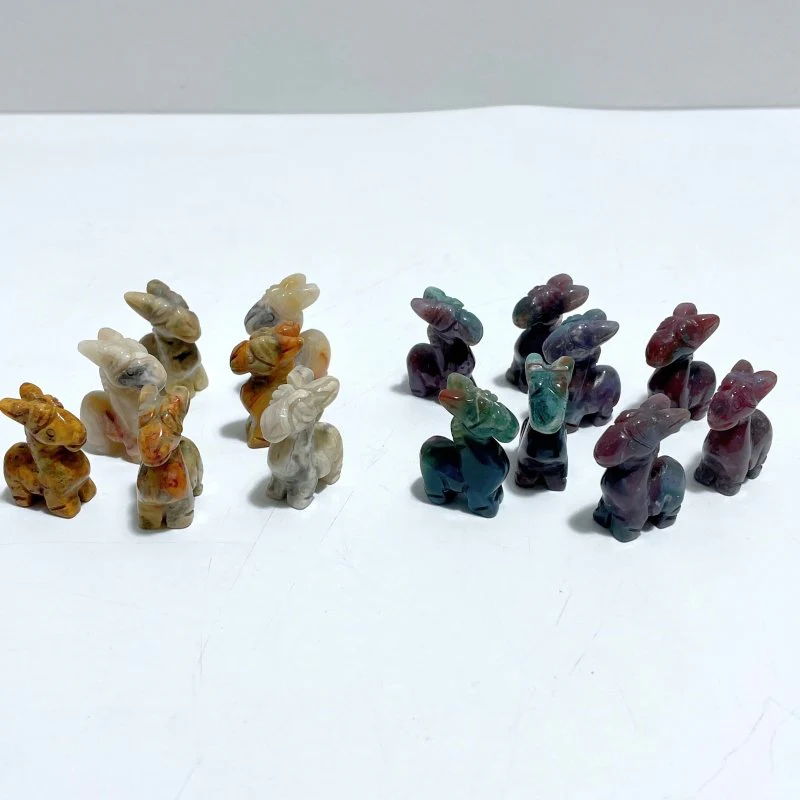 2 Types Donkey Carving Wholesale Crazy Agate Ocean Jasper