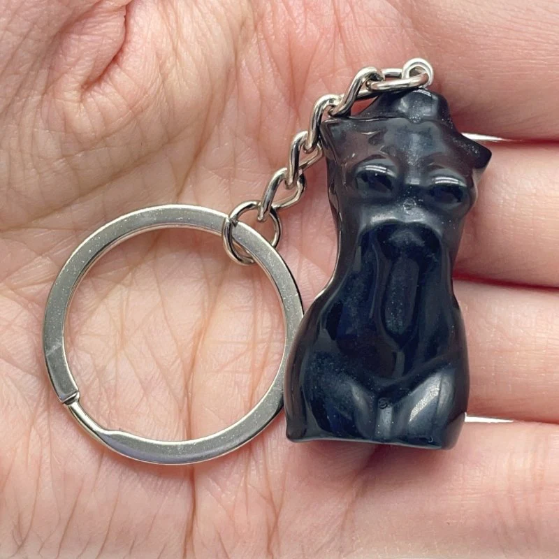 2 Types 4cm Goddess Carving Keychain Yooperlite Obsidian - Image 2